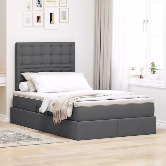 Letto con contenitore e materasso vidaXL Grigio, L/P/H: 120 x 200 x 204 cm – 1