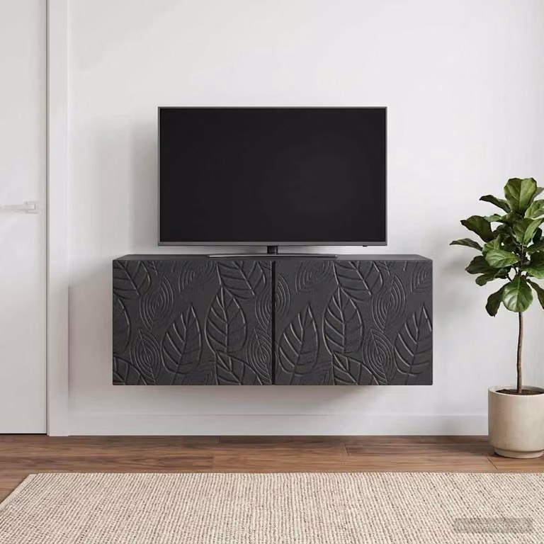 vidaXL Mobile Porta TV da Muro in Legno Nero Vintage L: 78,5 cm, P: 41 cm, H: 30 cm