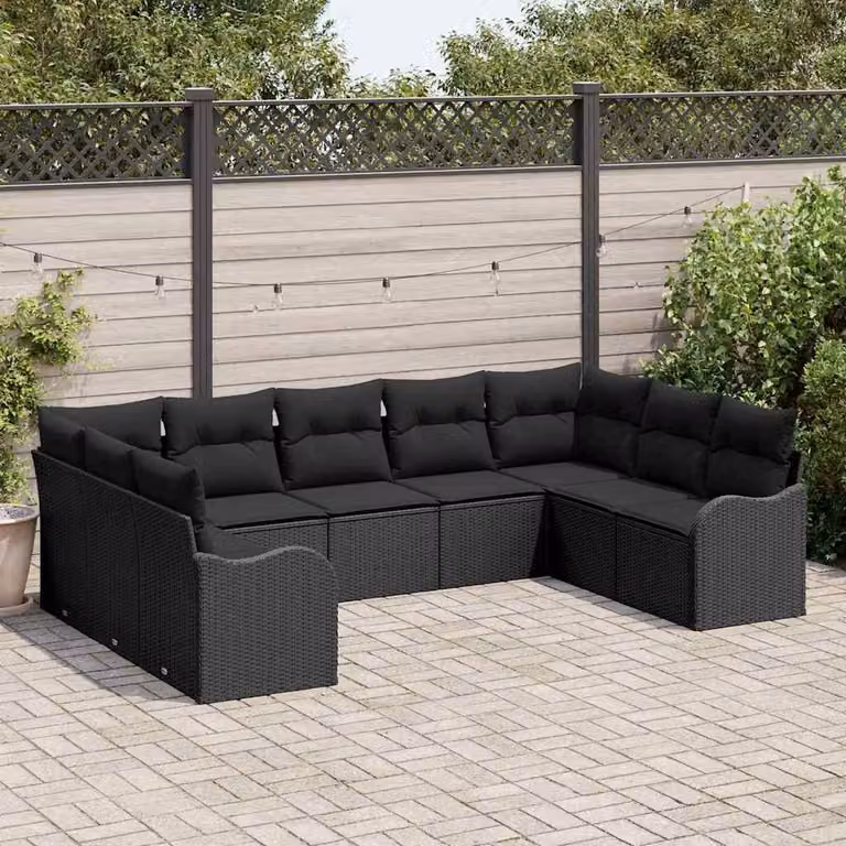 Maison Exclusive - Set Divano da Giardino Nero polyrattan
