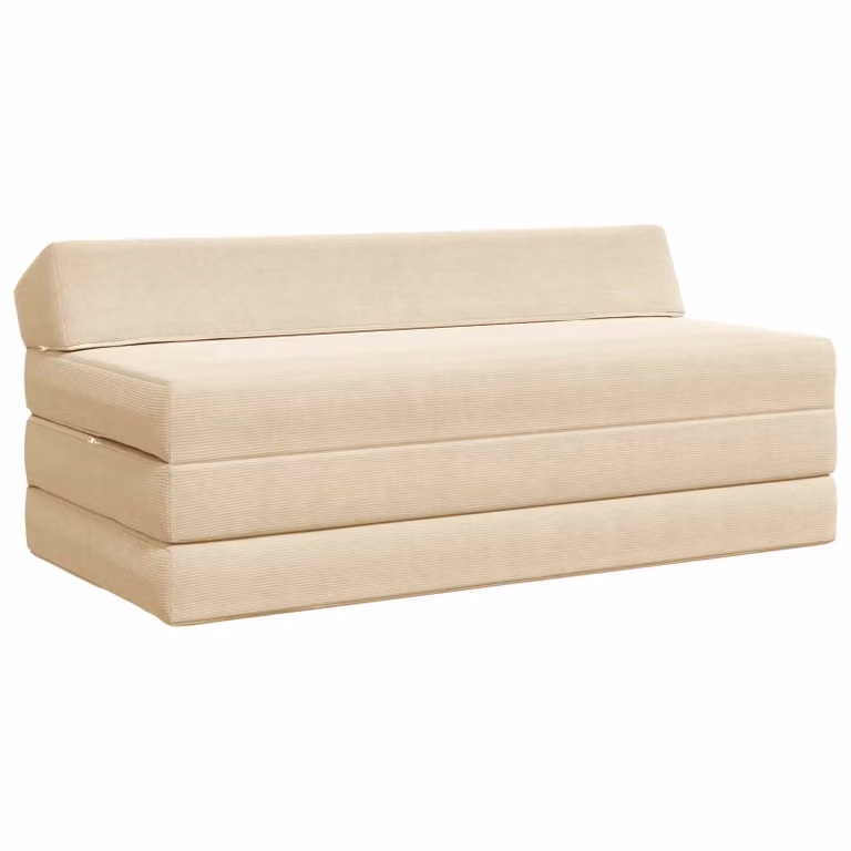 Divano Letto Pieghevole vidaXL in Tessuto Beige per Soggiorno e Camera da Letto L/P/H: 120 x 60 x 49 cm