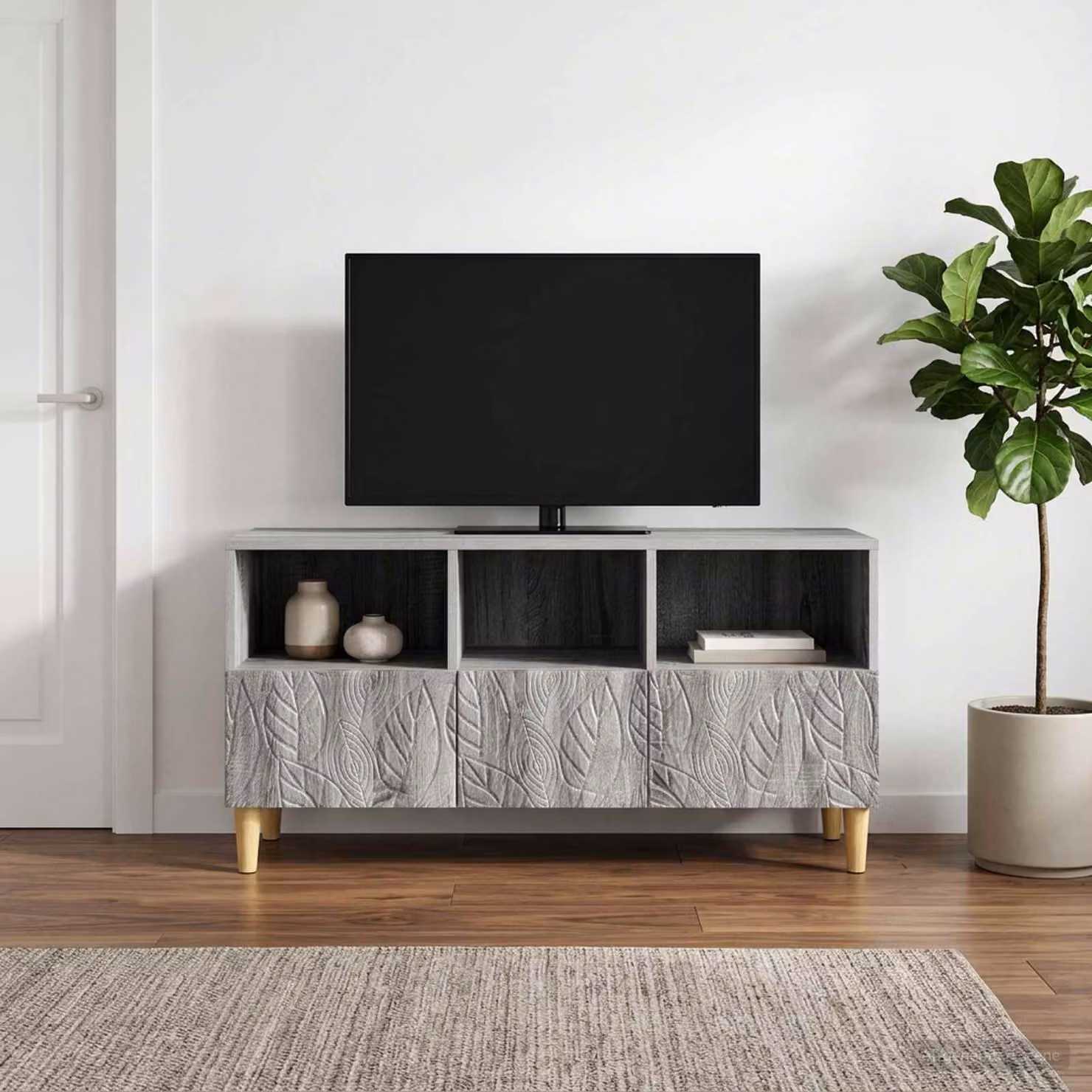 Mobile TV vidaXL in stile vintage grigio con ruote, L/P/H: 102 x 34,5 x 50 cm