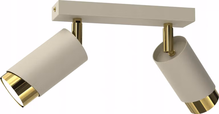 Lampada Da Soffitto Plafon A 2 Lumi, Tubolare, Oro, Gu10, Faretto Led, Beige, Polonia
