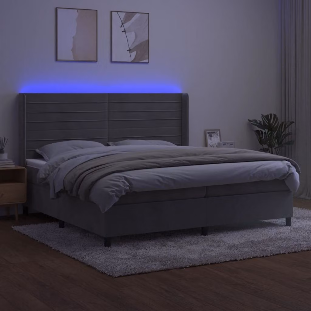 Maison Exclusive - Letto a Molle Materasso e LED Grigio Chiaro 200x200 cm Velluto