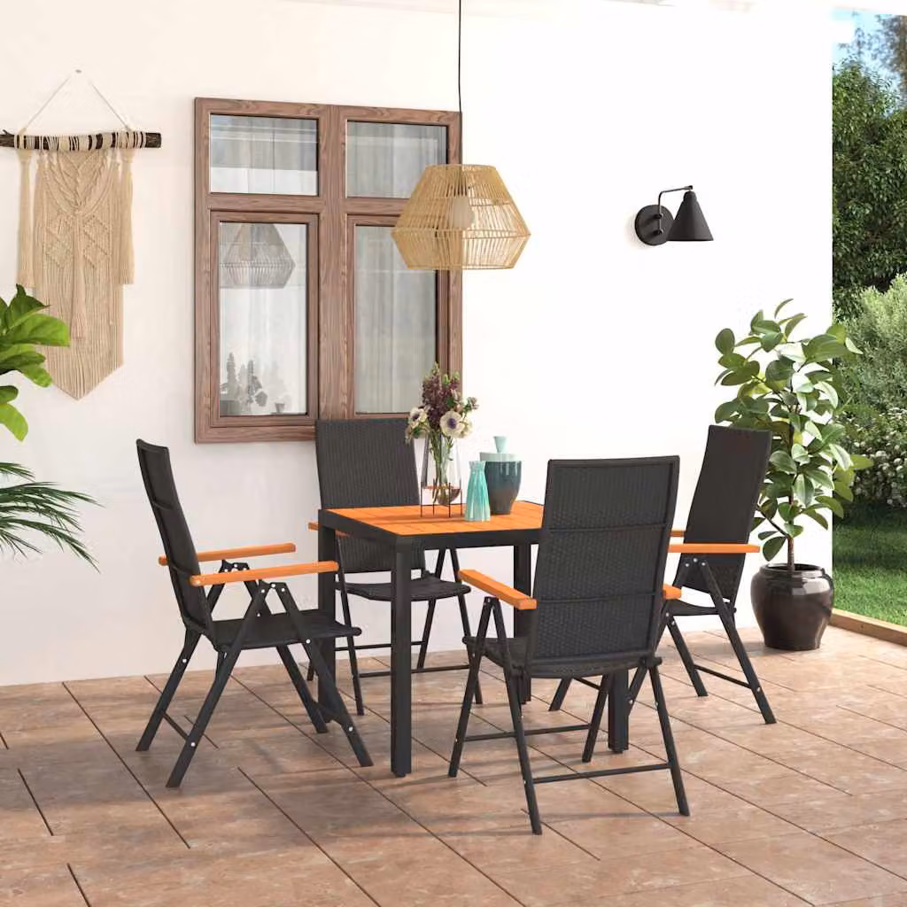 vidaXL Set da Pranzo da Giardino 5 pz in Polyrattan Nero e Marrone – 1