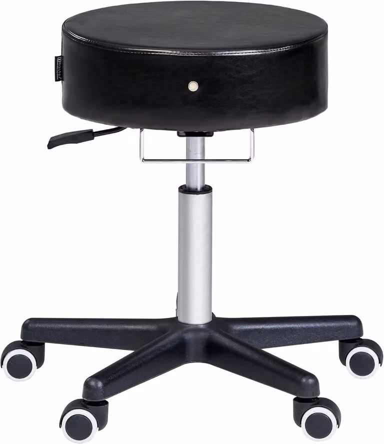 Sgabello con ruote, sgabello girevole, sgabello da lavoro, sgabello per esercizi, sgabello per estetisti, sgabello, nero