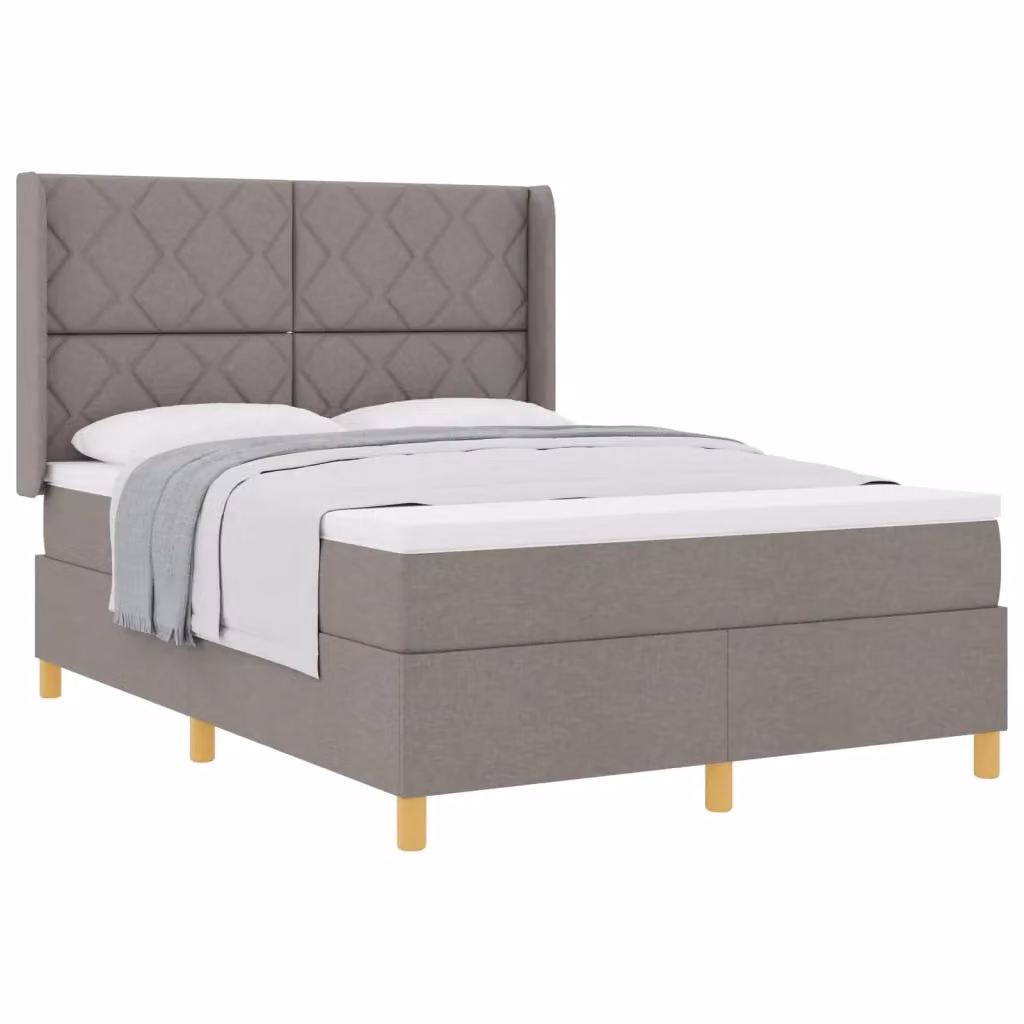 Letto a molle con testiera Talpa vidaXL in tessuto beige o grigio, L/P/H: 160 x 200 x 128 cm – 2