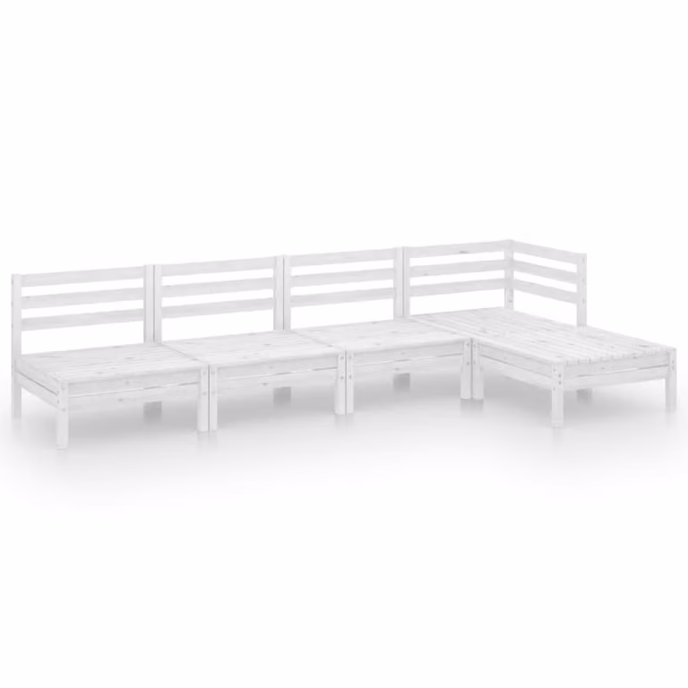 Set Salotto da Giardino 5 pz in Legno Massello di Pino Bianco