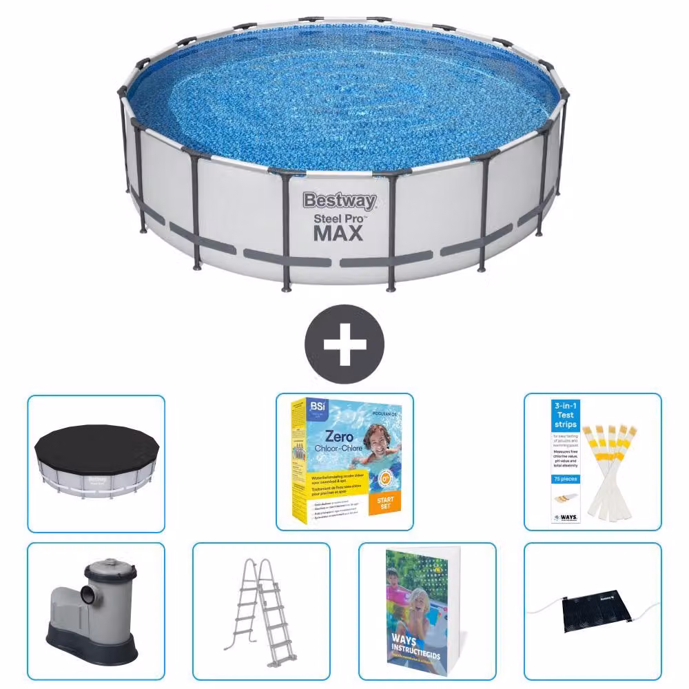 Piscina gonfiabile Bestway Steel Pro MAX, rotonda, 488x122 cm, composta da 6 parti, modello S582