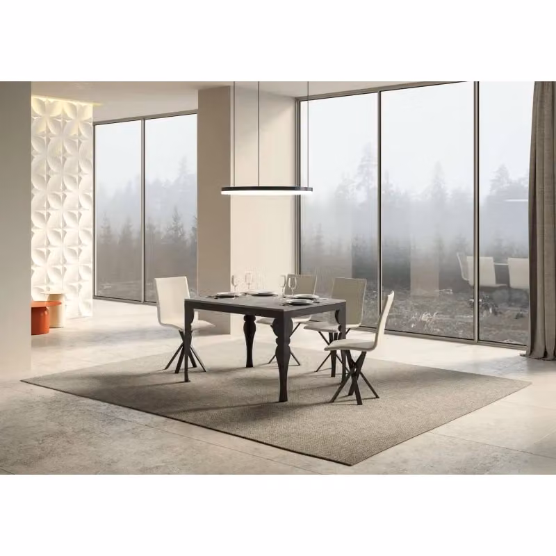 Tavolo allungabile Itamoby Evolution con telaio in metallo antracite e piano in effetto cemento L/P/H: 120 x 90 x 77 cm, estensibile fino a 224 cm – 2
