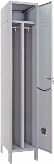 Armadio spogliatoio per sporco e pulito a 1 anta grigio con serratura e appendiabiti H: 179 cm, L: 36 cm, P: 50 cm
