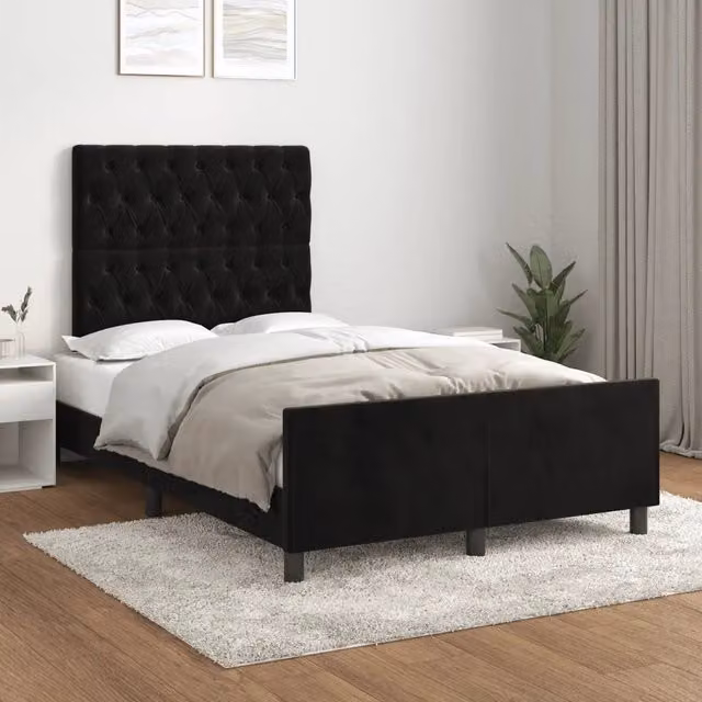 Giroletto senza Materasso-Struttura Letto Nero 120x200 cm Velluto 441638