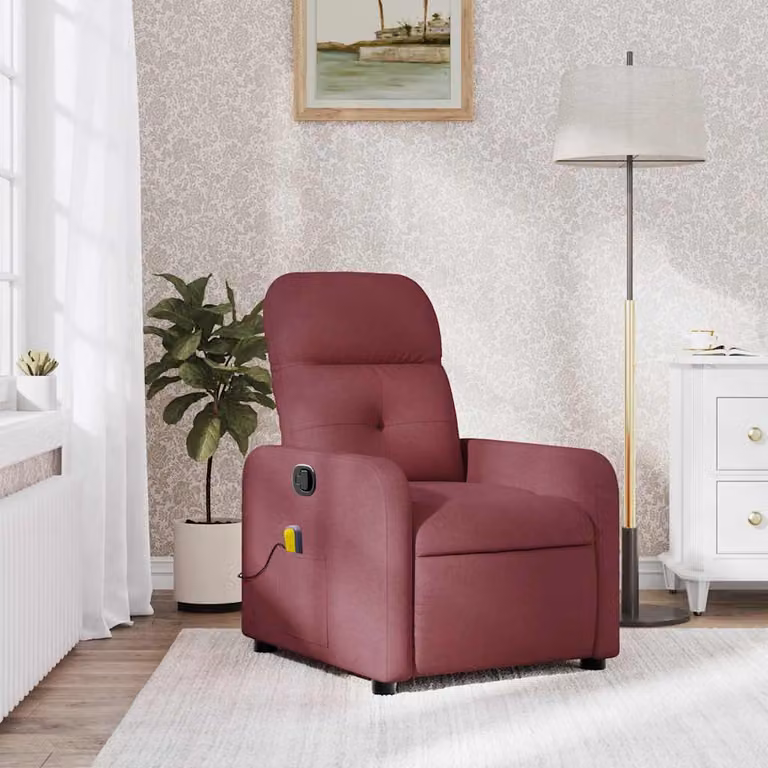 vidaXL Poltrona Reclinabile Relax in Tessuto Rosso con Braccioli e Regolazione Manuale