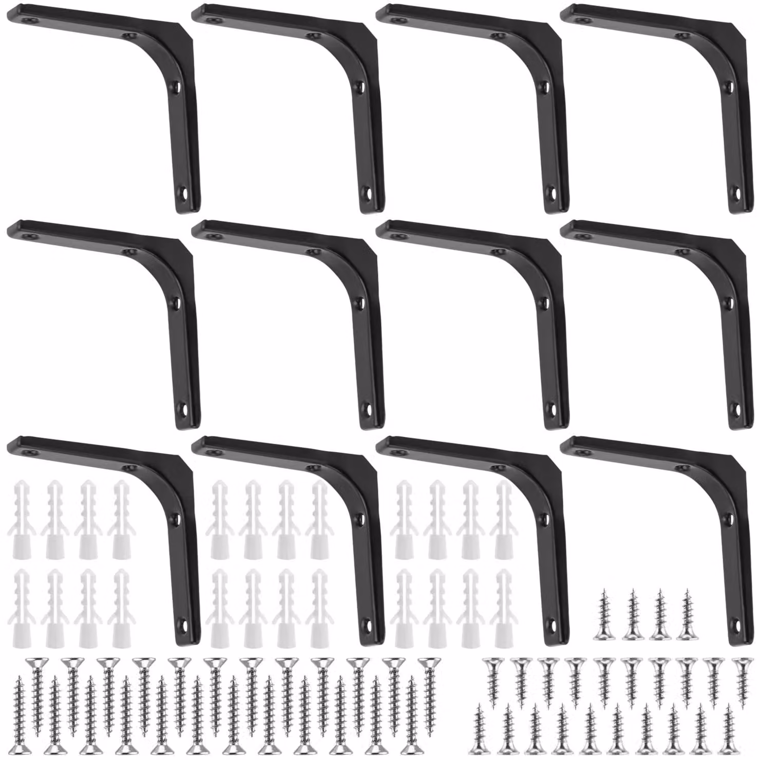 Solidchoice - Set di 12 supporti robusti neri per mensole, lunghezza 4,1 pollici