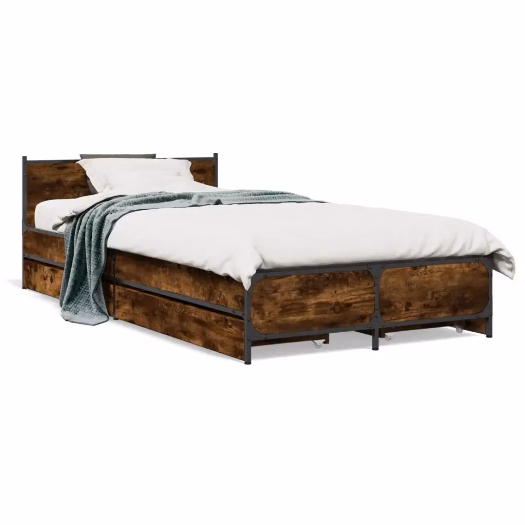 Giroletto con Cassetti vidaXL in Legno e Metallo, Rovere Fumo, L: 193 cm, P: 78 cm, H: 56,5 cm – 2