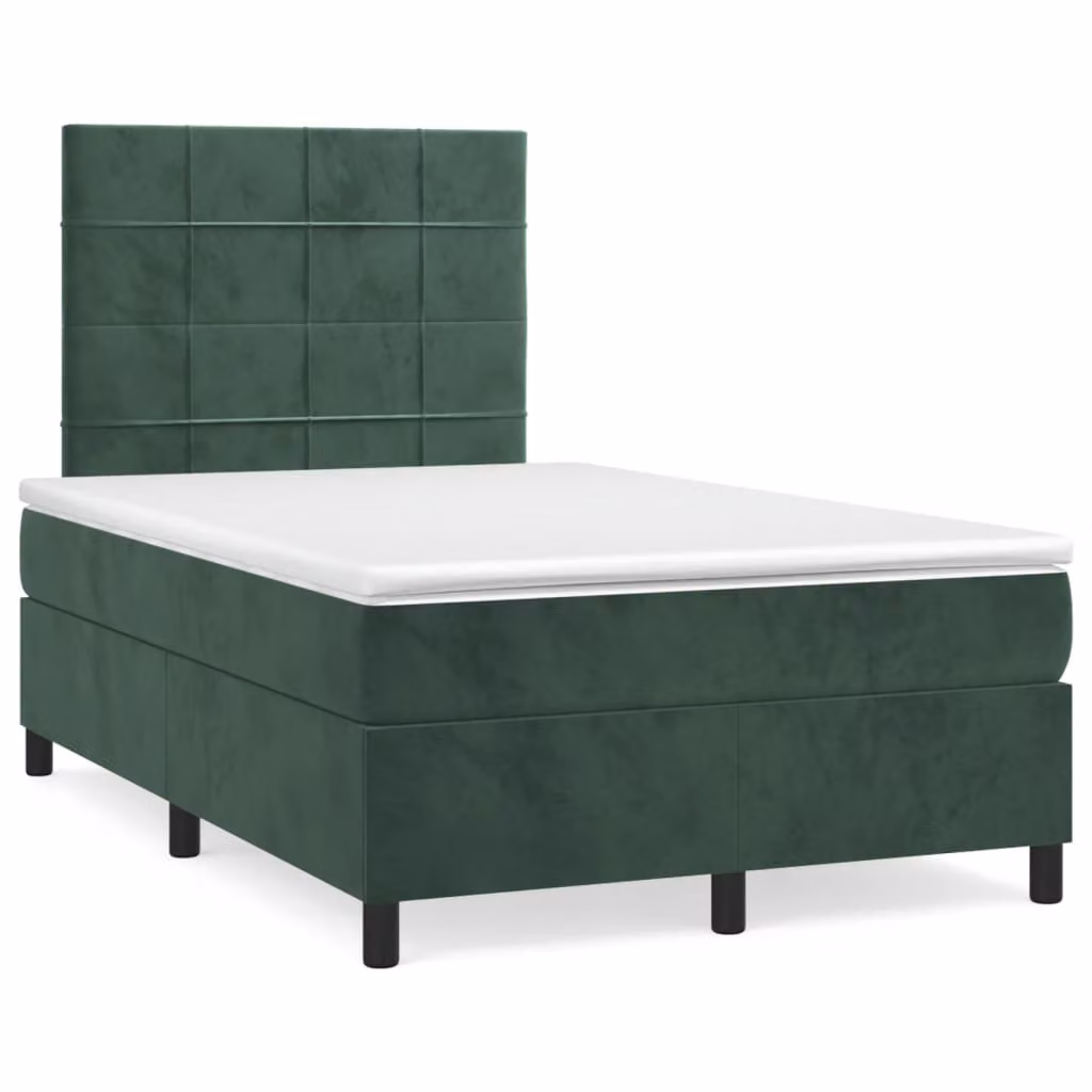 Giroletto a Molle con Materasso vidaXL in Velluto Verde e Bianco L/P/H: 120 x 200 cm