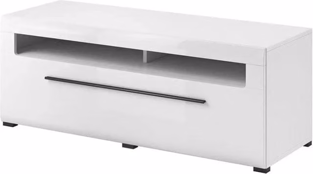 Mobile TV XL 160cm collezione BREDA. Colori bianco opaco e bianco lucido. Stile design.