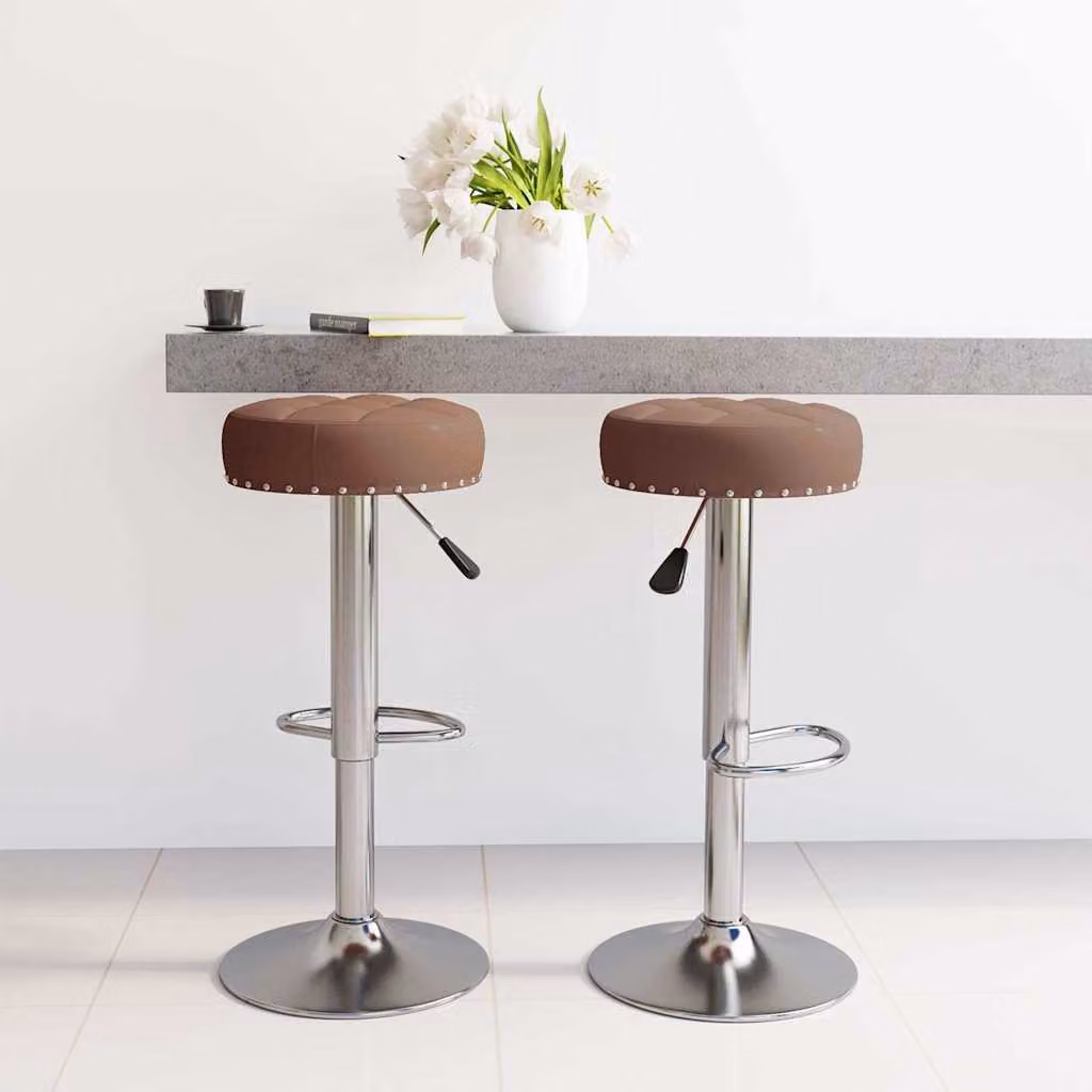 Set di 2 sgabelli da bar vidaXL moderni in tessuto marrone con seduta girevole a 360 gradi