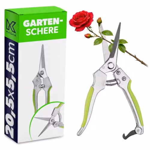 KADAX Forbici per rose con lama sottile da 65 mm, forbici da potatura di precisione in acciaio al carbonio, forbici per fiori, forbici per piante con impugnatura antiscivolo