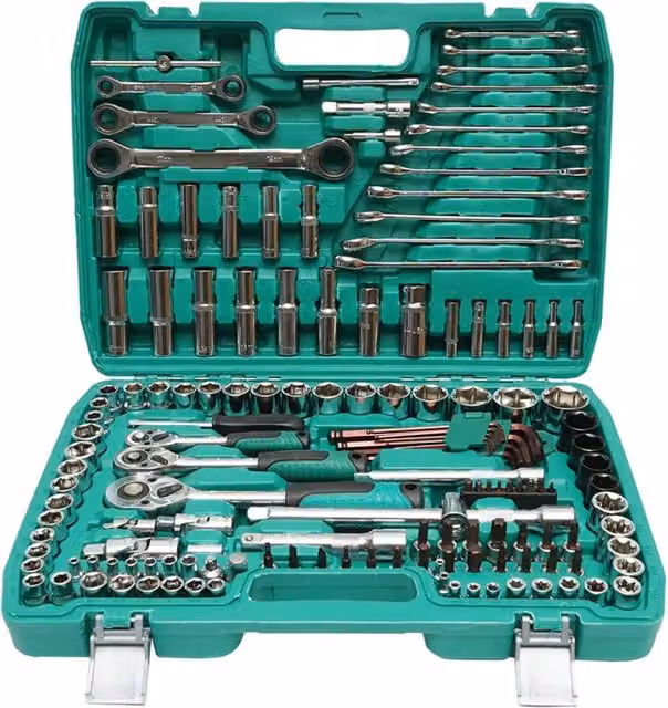 Set di chiavi professionale Breckner Germany multicolore con chiavi combinate, a bussola, aperte, torx, esagonali e a cricchetto, 151 pezzi