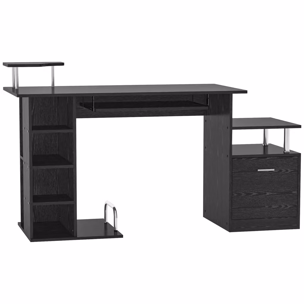 Scrivania per computer Minimal con cassetti nera L: 152 cm, P: 60 cm, H: 88 cm – 2