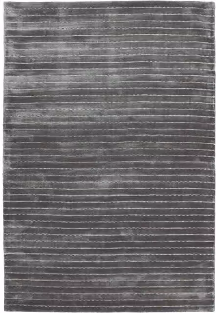 Tappeto Prime Silber KENDRA HOME in lana, viscosa e cotone, modello moderno a righe, multicolore argento e grigio – 1