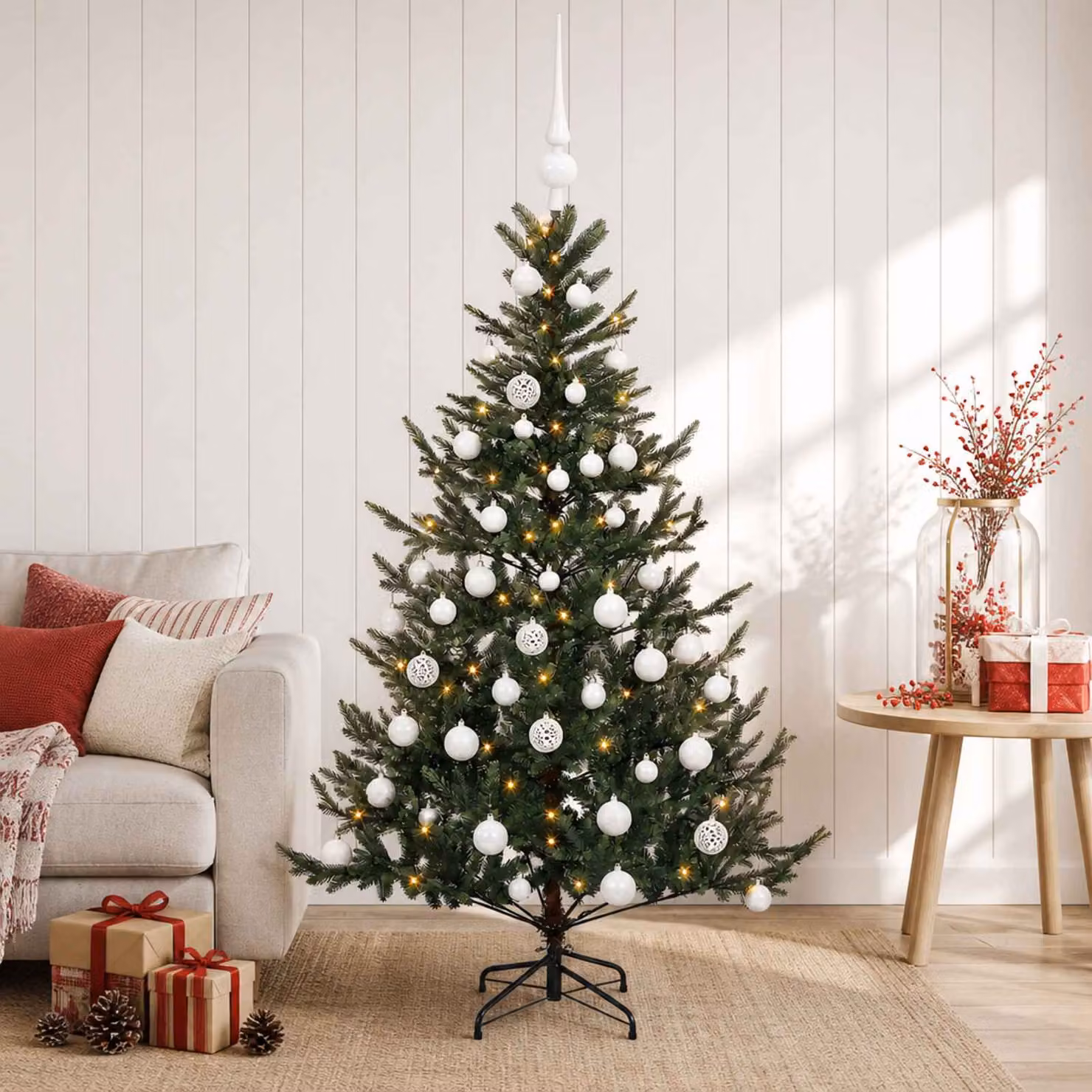 vidaXL Albero di Natale artificiale con palline 150 cm 150 LED