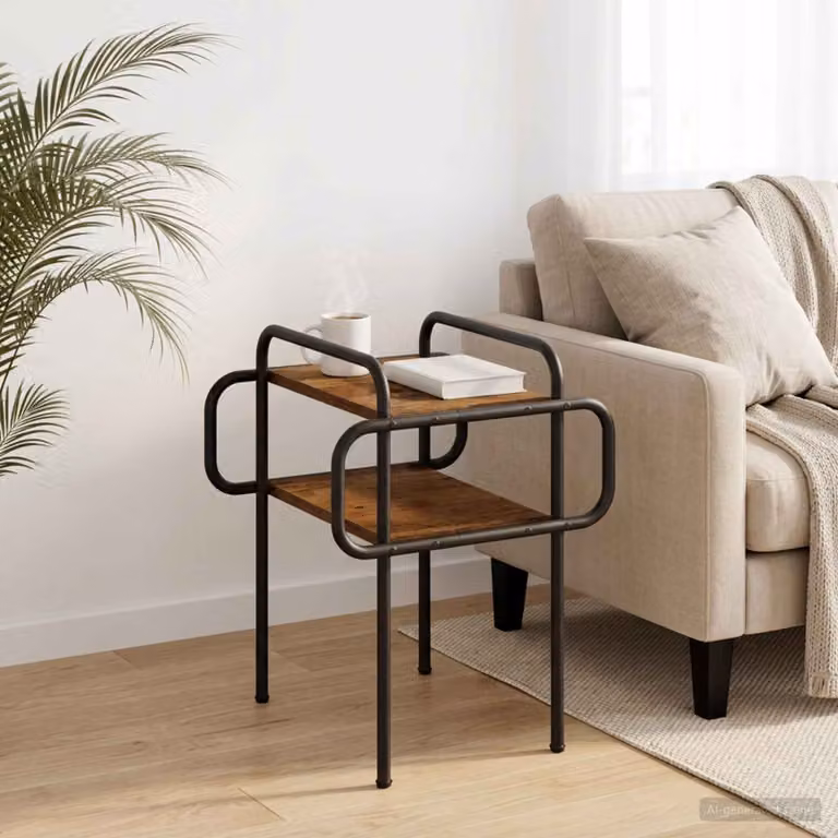 vidaXL Tavolino da salotto moderno in legno e metallo marrone L/P/H: 40 x 40 x 51 cm