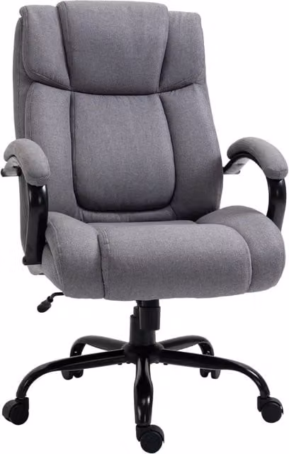Sedia da ufficio ergonomica ¨C Xylo ¨C Seduta larga imbottita, braccioli, tessuto effetto lino grigio chiaro
