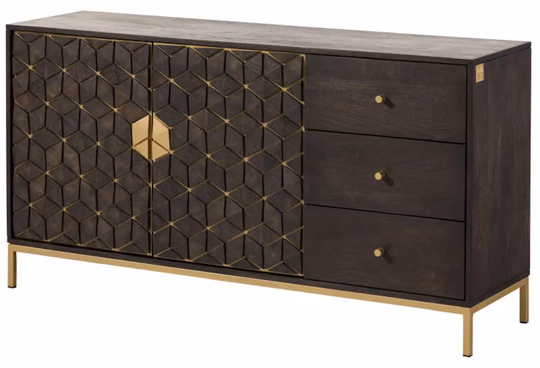 MASSIVMOEBEL24 | credenza in legno di Mango 145x40x77 grigio scuro oliato DIAMOND #107