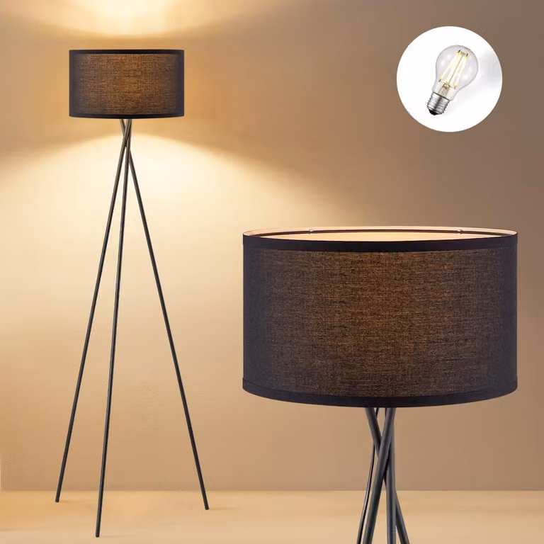 Home Sweet Home Lampada da terra moderna - Paralume nero - 53x53x138