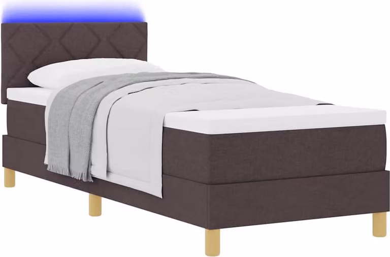 Letto a Sorgente LED Marrone Scuro 80 x 200 cm Tessuto