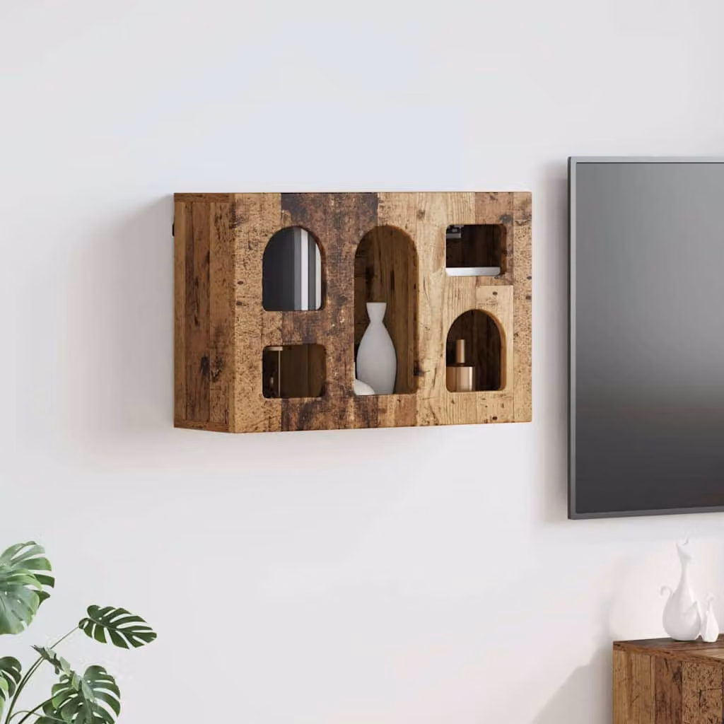 Armadio pensile da parete vidaXL ELST in legno marrone con ante in vetro e ripiani interni, L 60 cm x P 20 cm x H 40 cm