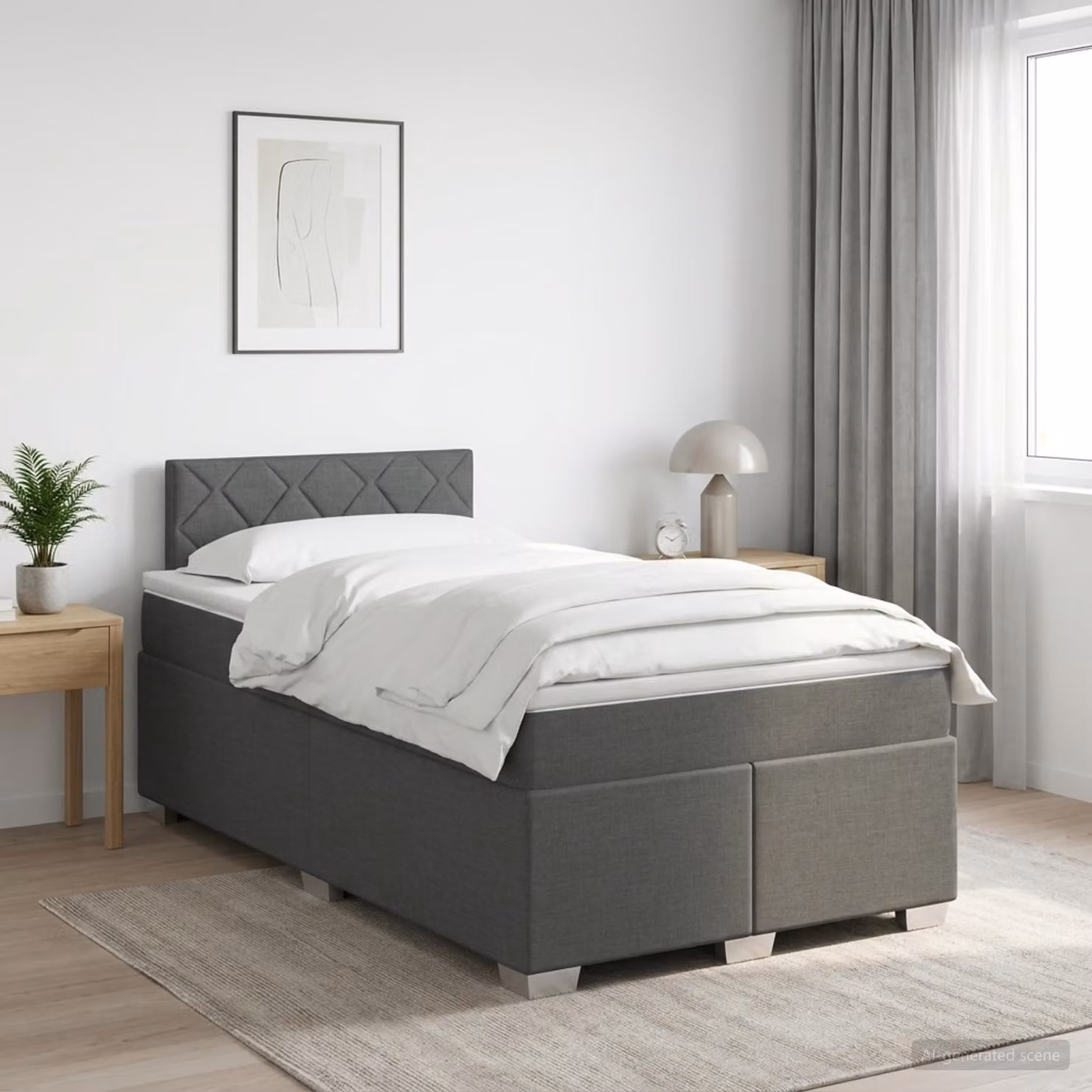 Maison Exclusive - Letto boxspring con materasso grigio scuro 120 x 200 cm Tessuto