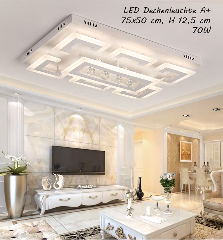 Plafoniera LED XW803 75x50cm 70W con telecomando luce colore/luminosità regolabile dimmerabile A+LED luce da soggiorno lampadario a sospensione plafoniera lampada da soffitto faretto da soffitto plafoniera LED plafoniera