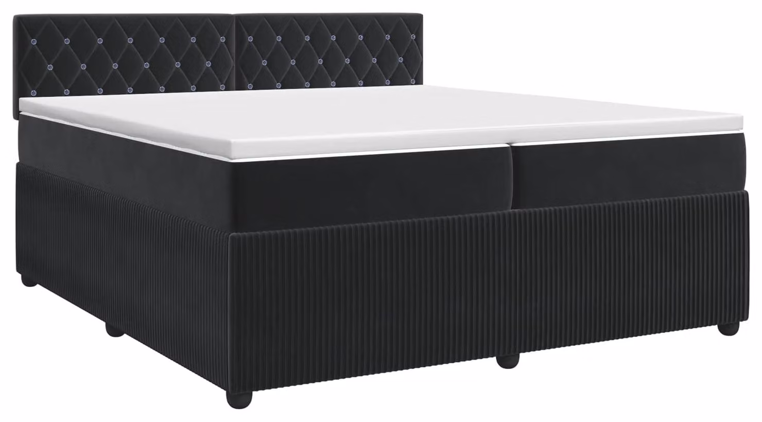 Letto a molle con materasso nero 200 x 200 cm in velluto