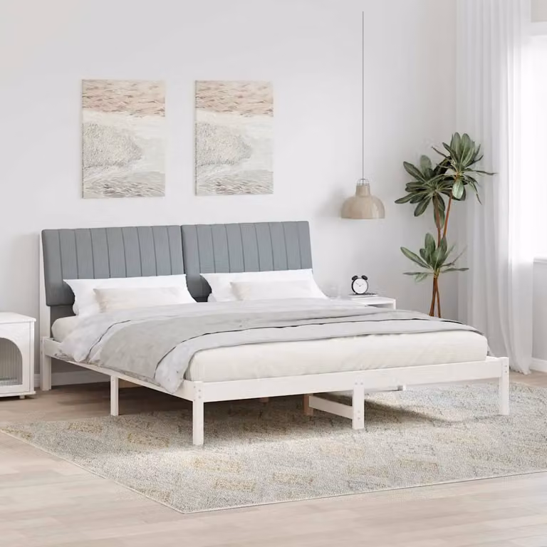 Struttura del letto moderna vidaXL in pino massello grigio, L/P/H: 180 x 200 x 93,5 cm