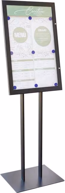 Espositore a Leggio con Piantana 51,4x79 cm in Alluminio Porta Menù Nera