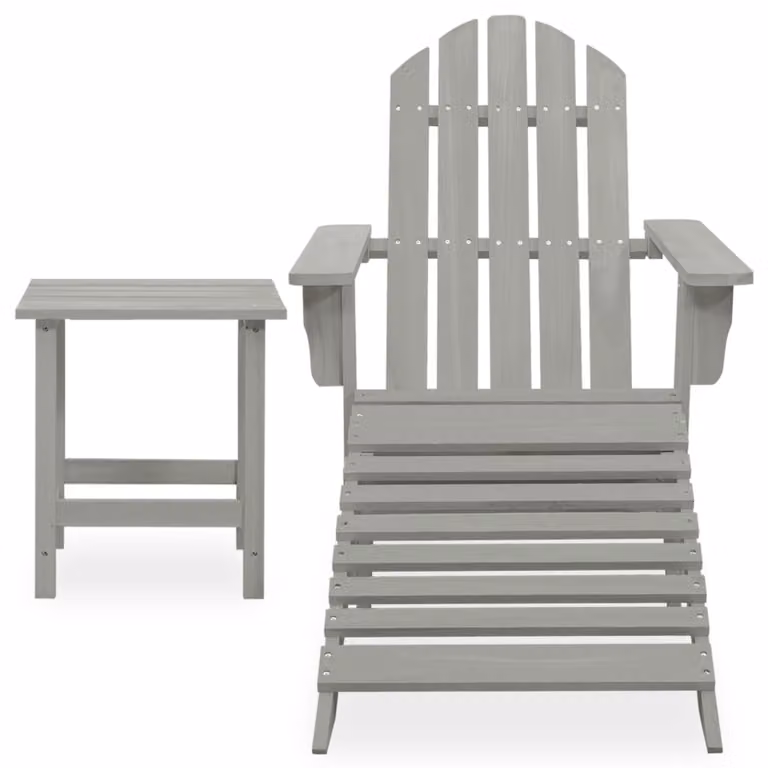Sedia da giardino Adirondack con poggiapiedi e tavolo in legno di abete grigio
