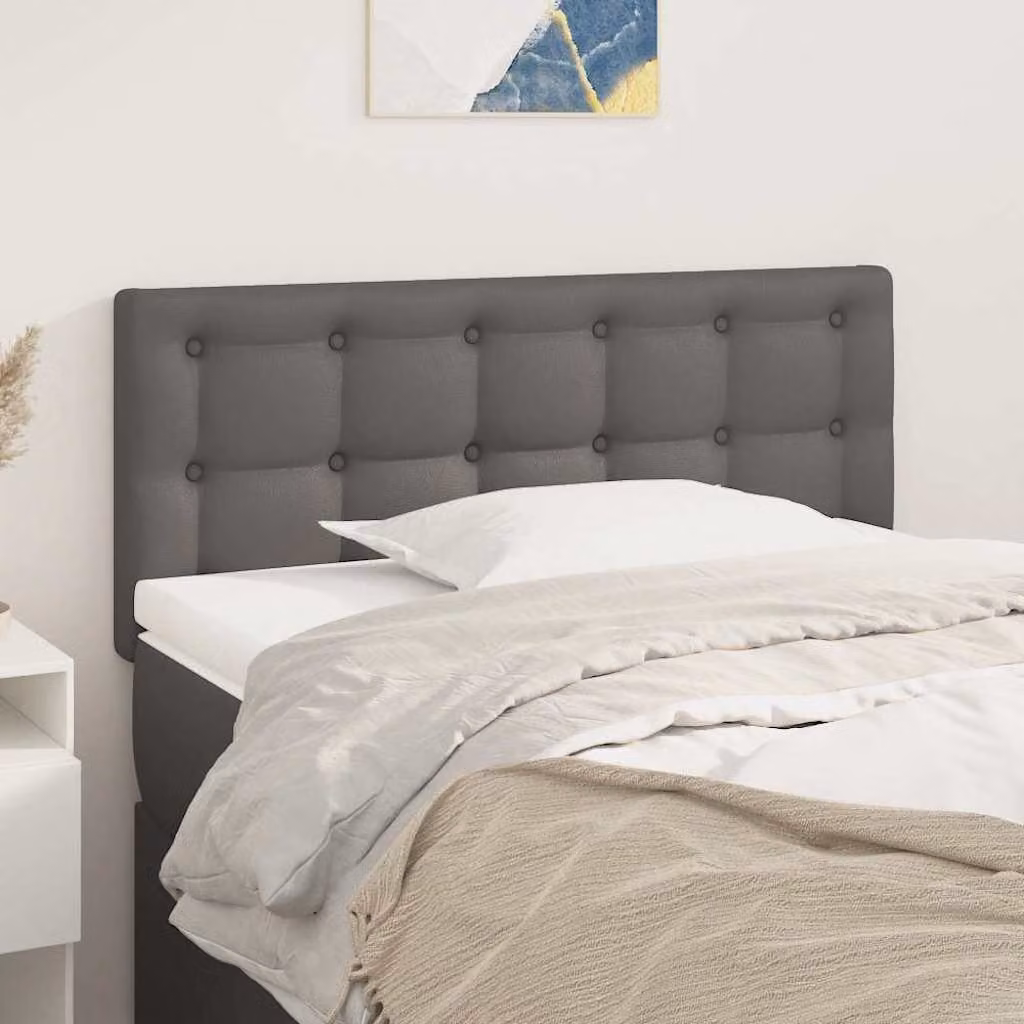 Testiera per letto imbottita vidaXL in similpelle grigia, L: 90 cm, P: 5 cm, H: 78-88 cm