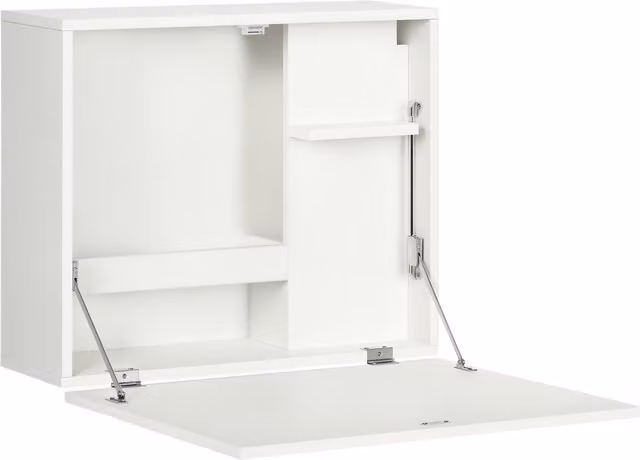 Scrivania a muro pieghevole HOMCOM con ripiani, modello moderno in MDF bianco, L 60 x P 21.5 x H 50 cm – 1
