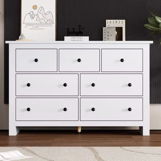 Consolle con 7 cassetti salvaspazio ¨C Minimal ¨C Bianco legno per ingresso soggiorno