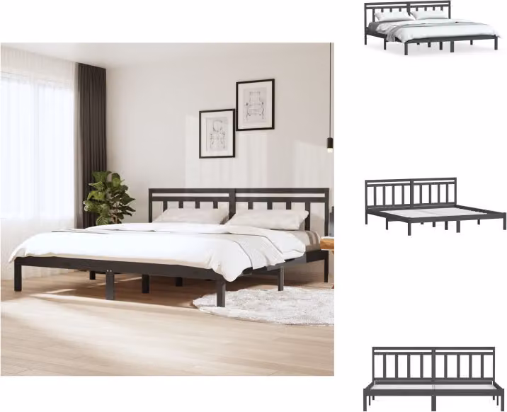 vidaXL Letto in legno massiccio pino grigio 200x200 cm - Letti e strutture letto