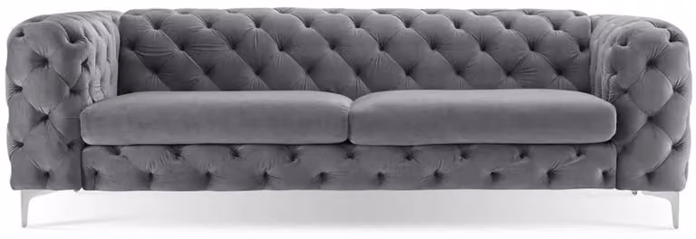 Chesterfield Sofa Dreisitzer Grau Kreative Möbel Textil Stoff Wohnzimmer Modern