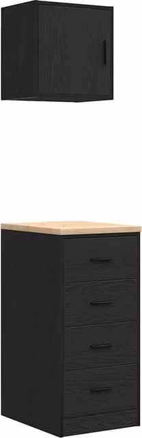 Set di 2 armadietti per garage 40 x 51 x 85 cm e 40 x 30 x 41 cm pratica superficie di lavoro stile moderno in legno multistrato nero 02_0055806