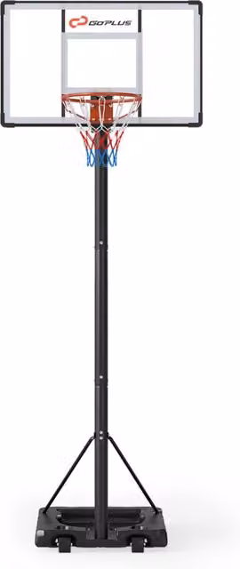 Canestro da basket portatile con altezza regolabile da 226 a 361 cm, tabellone infrangibile e base riempibile con ruote, colore bianco