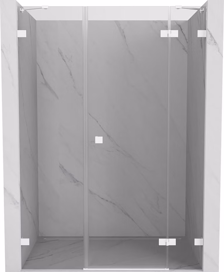 Mexen Lunar porta doccia a battente destra 145 cm, trasparente, bianco - 834S-145-050-20-00-P