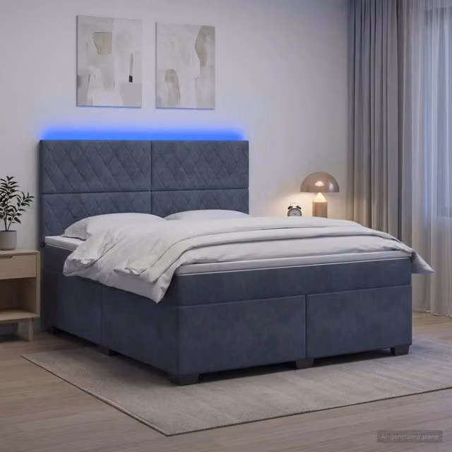 Letto box spring ibrido vidaXL con materasso a molle insacchettate e contenitore contenitore lift-up, rivestimento in tessuto grigio, L 140 x P 190 cm