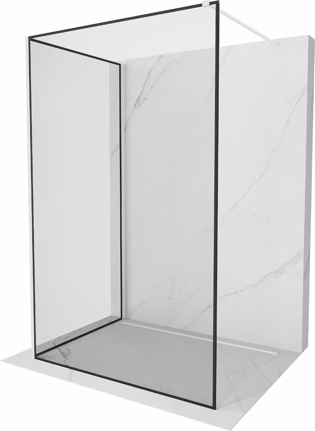 Mexen Kioto parete doccia Walk-in 140 x 110 cm, cornice nera, bianca - 800-140-212-20-70-110