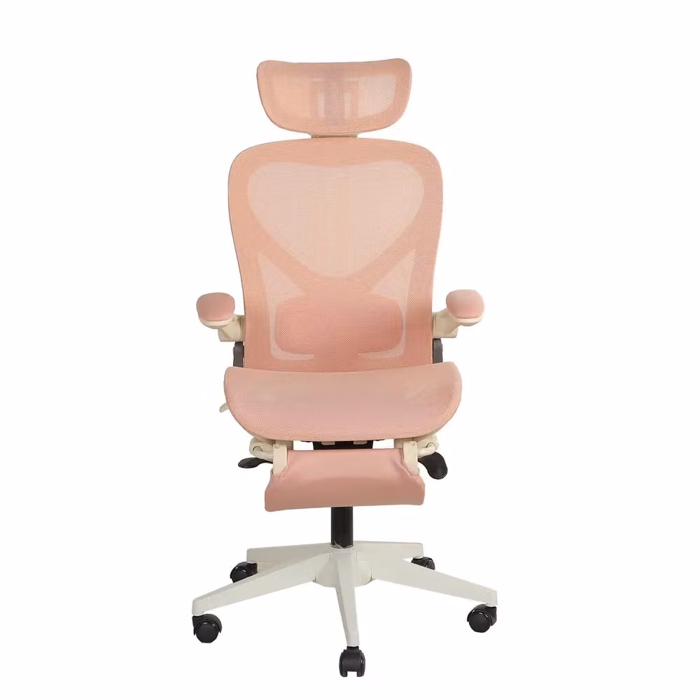 Sedia da ufficio ergonomica pieghevole Minimal rosa con braccioli, schienale in rete e supporto lombare – 2