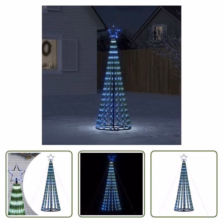 The Living Store Albero di Natale a forma di cono 275 LED blu 180 cm